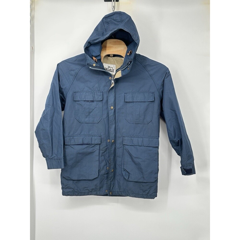 Vintage Woolrich Field Barn‎ Chore Coat Jacket Size M  Blue  whoodie  pockets